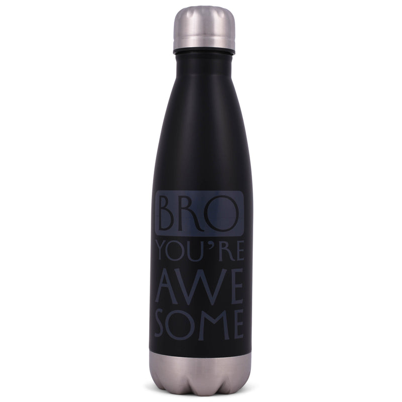 Elanze Designs Bro You're Awesome Black 17 ounce Stainless Steel Sports Water Bottle
