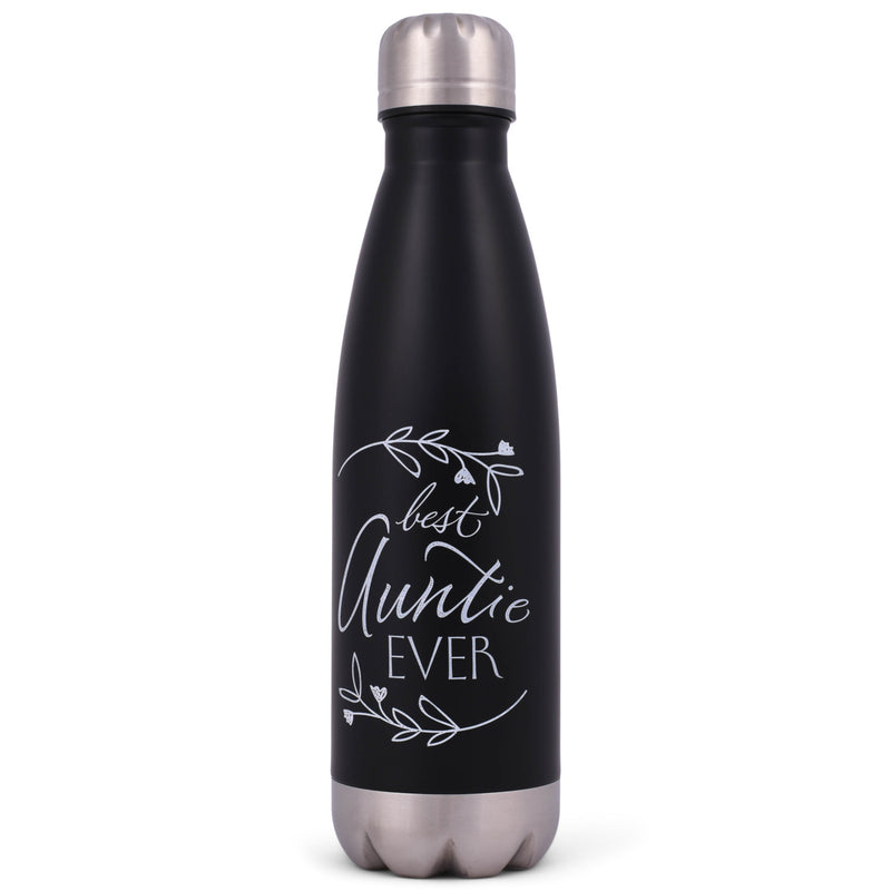 Elanze Designs Best Auntie Ever Black 17 ounce Stainless Steel Sports Water Bottle