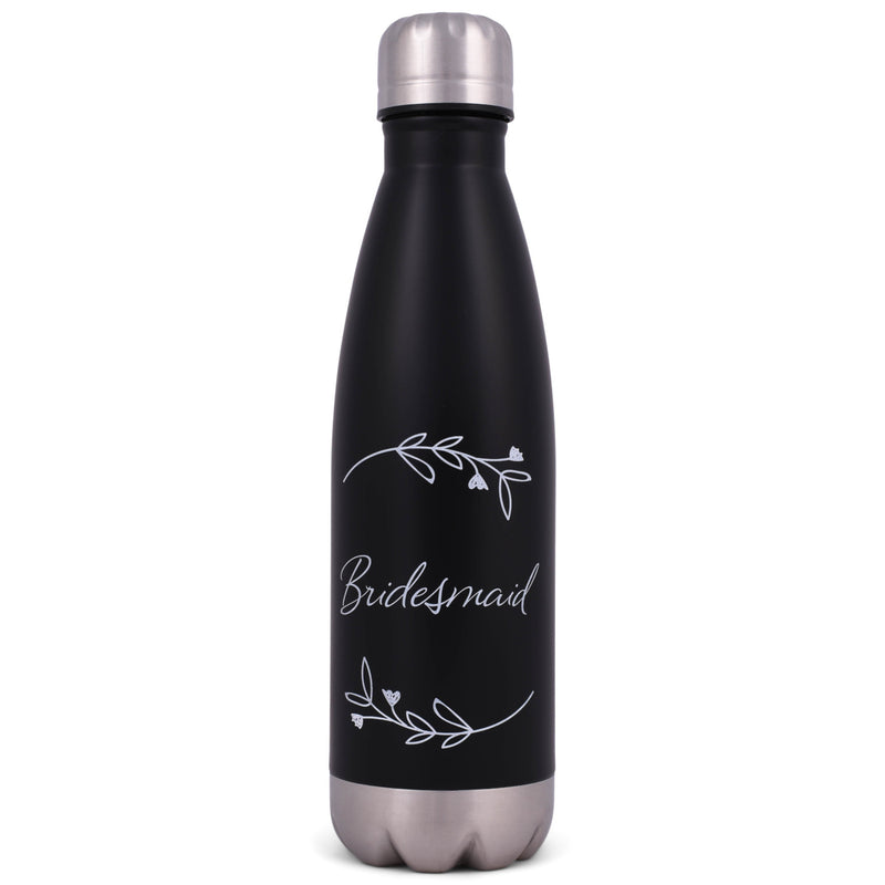 Elanze Designs Bridesmaid Black 17 ounce Stainless Steel Sports Water Bottle