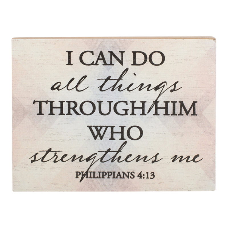 I Can Do All Things Mosaic 4 x 3 Wood Decorative Tabletop Block Plaque