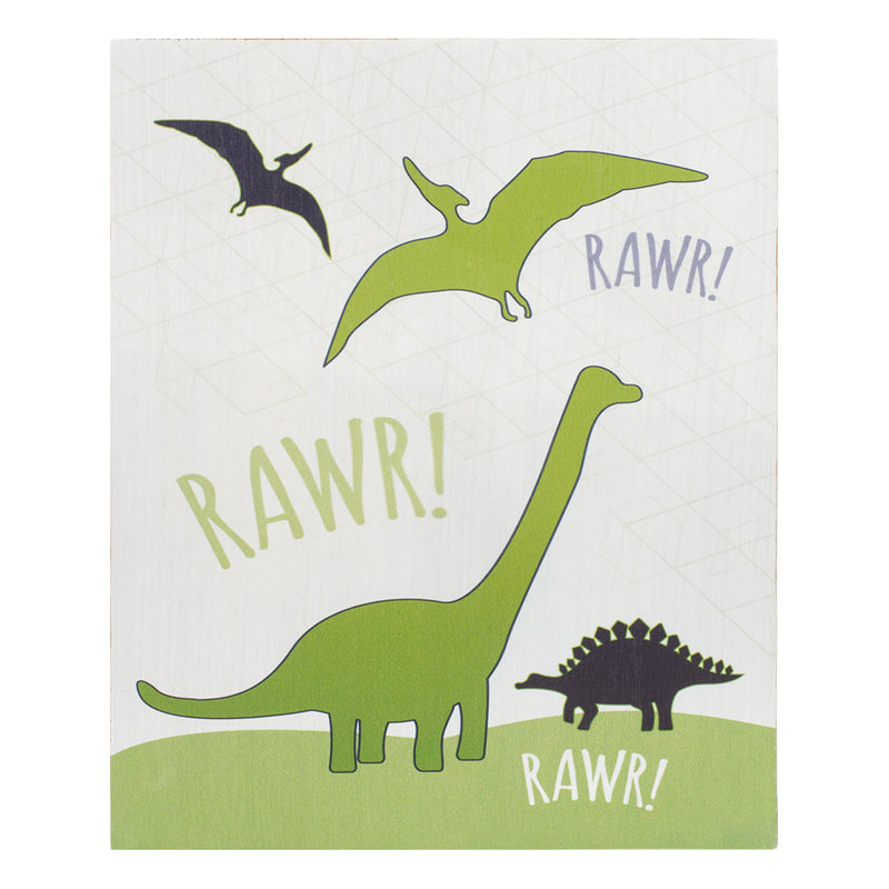 Rawr! Rawr! Rawr! Green Dinosaur 8 x 10 Wood Framed Wall and Tabletop Sign