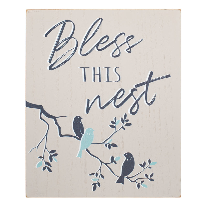 Bless This Nest Blue Bird 8 x 10 Wood Framed Wall and Tabletop Sign