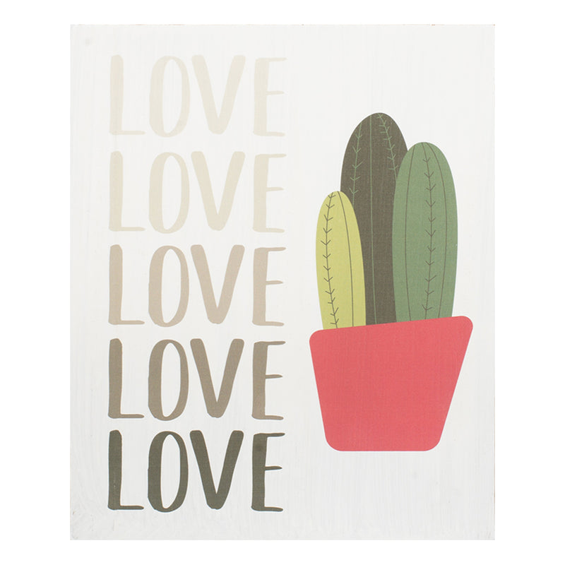 Love Green Cactus 8 x 10 Wood Framed Wall and Tabletop Sign