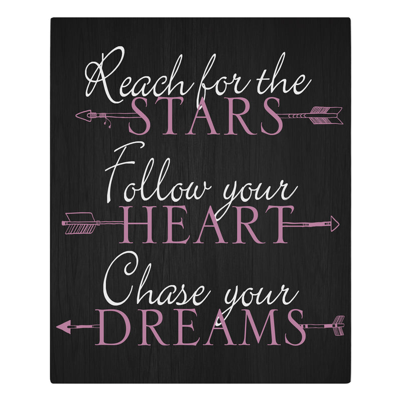 Reach Follow Chase Dreams Purple 8 x 10 Wood Framed Wall and Tabletop Sign