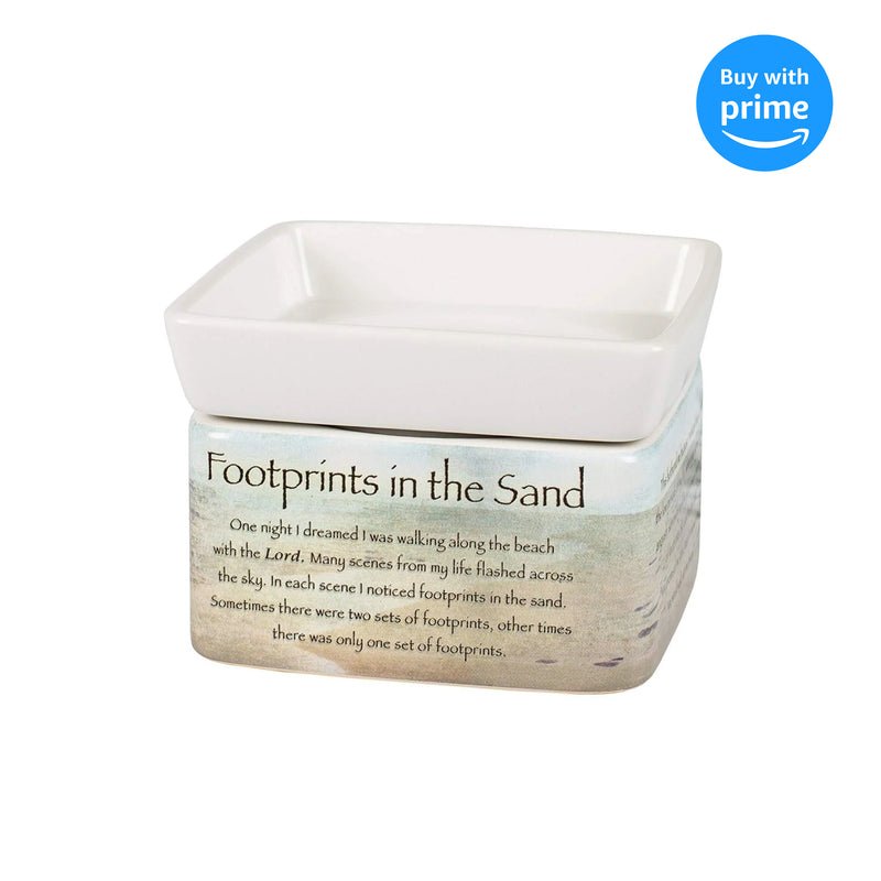Footprints in the Sand Ceramic Stoneware Electric 2 in 1 Jar Candle and Wax and Oil Warmer