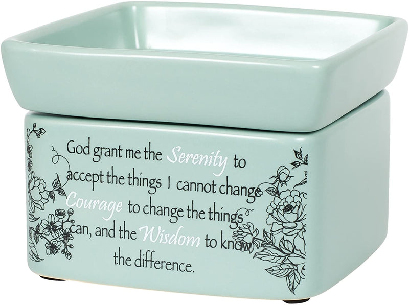 2-in-1 Jar candle warmer with sentiment, "Grant me Serenity..."