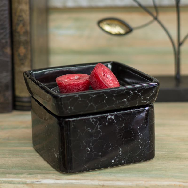 Black Ceramic Stoneware Electric 2-in-1 Tart Wax Oil Candle Warmer (1, Black Marble)