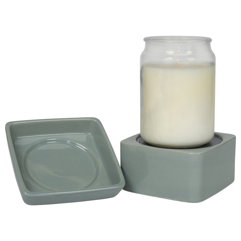 Ceramic Stoneware Electric 2-in-1 Tart Wax Oil Candle Warmer (1, Grey)