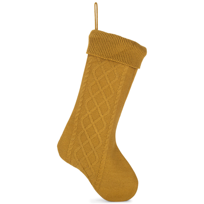 Elanze Designs Gold Tone 18.5 inch Cable Knit Christmas Stocking With Ribbed Cuff