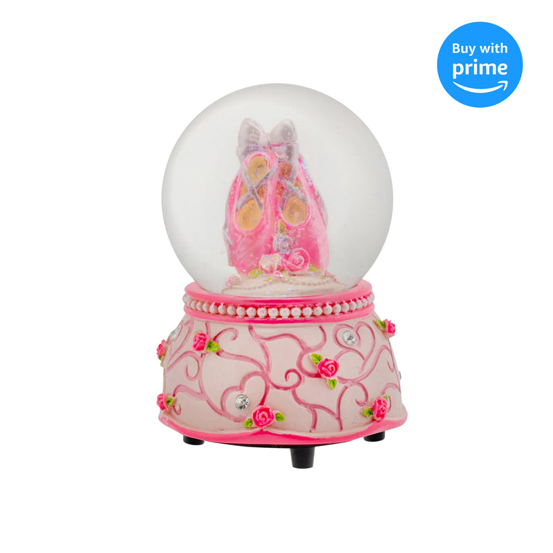 Musical 80MM Snow Globe (Pink Rose Ballerina)