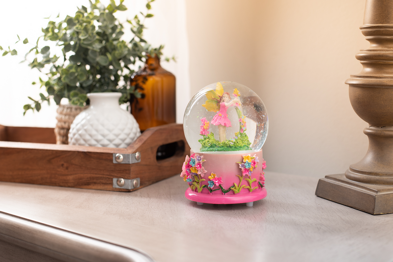 Magical Fairy in Rotating Garden 100MM Musical Snow Globe Plays Tune Beautiful Dreamer