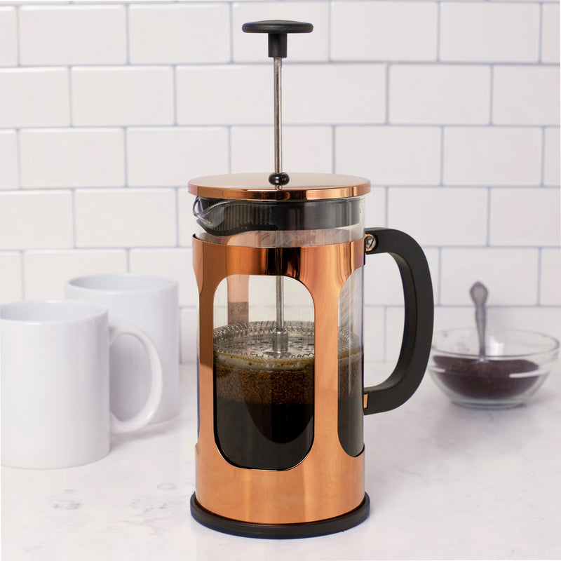 Bronze Tone 1 Liter Large Glass and Stainless Steel French Press Coffee and Loose Leaf Tea Maker