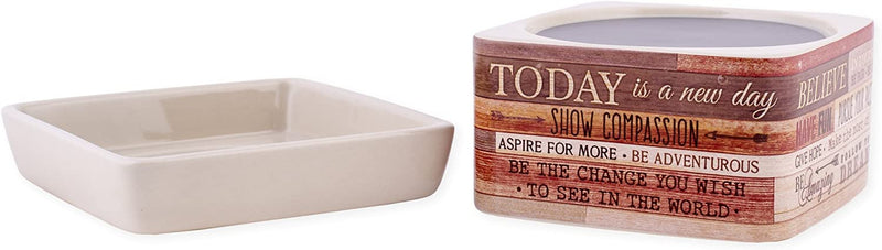 Today Aspire Change World Wood Look Stoneware Electric 2-in-1 Jar Candle and Wax Tart Oil Warmer