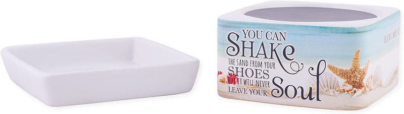 Shake Sand from Shoes White Stoneware Electric 2-in-1 Jar Candle and Wax Tart Oil Warmer